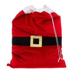 Sac cadouri Mos Craciun 50x70 cm din poliester rosu, reutilizabil