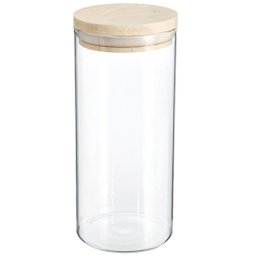 Borcan etans 5Five din sticla borosilicata cu capac din lemn, 1,3 L