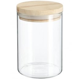 Borcan etans 5Five din sticla borosilicata cu capac din lemn, 0,6 L