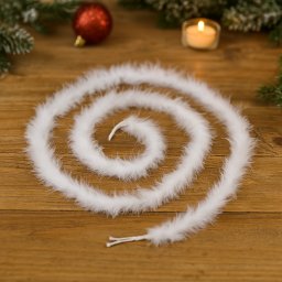 Ghirlanda decorativa alba din pene si bumbac, 200 cm, pentru brad si evenimente