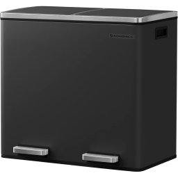 Cos de gunoi reciclare SONGMICS din inox, 2 compartimente 2x24L, negru