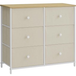 Comoda SONGMICS cu 6 sertare textile si cadru metalic, 80x30x71 cm