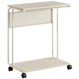 Masuta laterala pentru laptop pe roti VASAGLE, crem, 55x33x66 cm