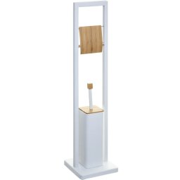 Suport WC cu perie si suport hartie igienica 5Five Natureo, alb, 20x20x80 cm