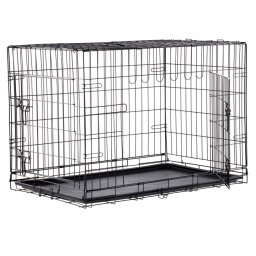 Cusca metalica pliabila pentru caini mari, cu tava detasabila, 107 cm
