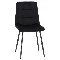 Scaun living tapitat din catifea neagra, cu spatar matlasat si cadru metalic