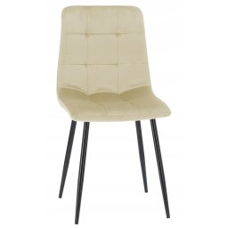 Scaun de living tapitat cu catifea bej si spatar matlasat, 44x54x89 cm