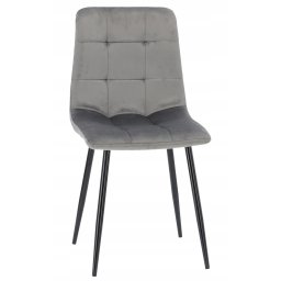 Scaun de living tapitat cu catifea gri, spatar matlasat, 44x54x89 cm