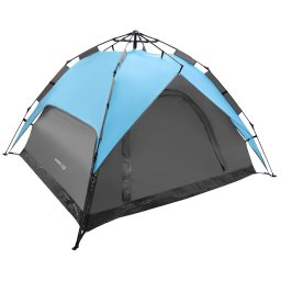 Cort camping automat pop-up pentru 3 persoane, 2 intrari, 2000 mm, albastru