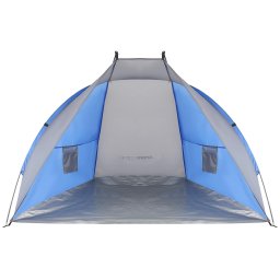 Cort de plaja pentru 2 persoane, cu protectie UV, podea izolanta, albastru-gri