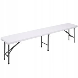 Banca pliabila cu maner, HDPE si cadru metalic, 180 cm, alb/gri