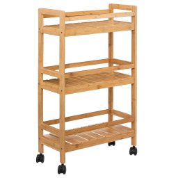 Etajera mobila Linha din bambus, cu 3 niveluri, 45x22x80 cm, natur