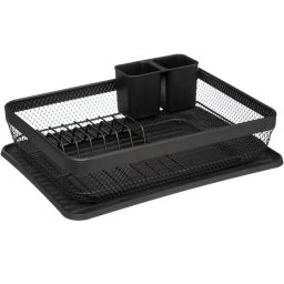 Suport de vase 5Five Mayaj cu tava detasabila, 1 nivel, negru, 43x32x13,5 cm