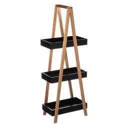Etajera cu 3 rafturi 5Five Natureo din MDF si bambus, negru, 30x18x82 cm