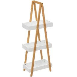 Etajera ingusta cu 3 rafturi 5Five Natureo, bambus si MDF alb, 30x18,5x81,7 cm