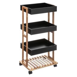 Etajera mobila cu 4 rafturi 5Five Natureo, bambus si MDF, negru