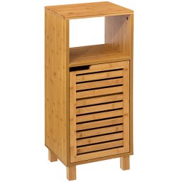 Dulap baza Sicela cu rafturi din bambus si MDF, 33x28x80 cm, natur