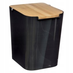 Cos de gunoi 5Five Natureo 5L cu capac din bambus, negru