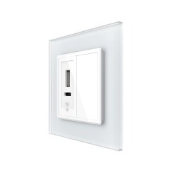 Priza USB-A + USB-C cu Rama Din Sticla si Tasta Falsa LIVOLO SmartElectro IntelligentHouse