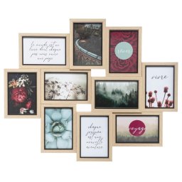 Rama foto colaj Atmosphera Kyle pentru 10 poze, MDF si sticla, 58x49 cm, lemn natur