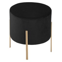 Taburet rotund Atmosphera Ilyan din catifea neagra, 34x40 cm
