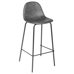 Scaun de bar Atmosphera Vladi gri, cadru metalic si lemn, 44x42x95 cm