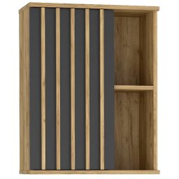 Dulap suspendat loft 60x37x80 cm, 1 usa si rafturi, craft/negru