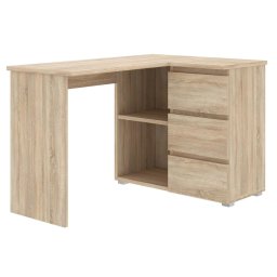 Birou de colt Norge, stejar, cu 3 sertare si 2 rafturi, 124x89x75 cm