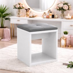 Taburet pentru toaleta alb cu sezut confortabil, 30x30x42 cm
