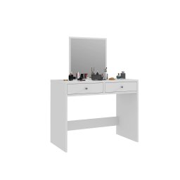 Masa de toaleta Mega cu oglinda si 2 sertare, alb, 100x50x134 cm