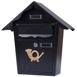 Cutie postala metalica neagra cu acoperis, vizor si încuietoare 38x38x10 cm