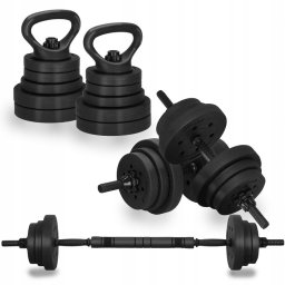 Set multifunctional 40 kg cu gantere, haltera si kettlebell reglabile