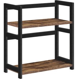 Raft organizator SONGMICS cu 2 niveluri pentru bucatarie si birou, maro rustic