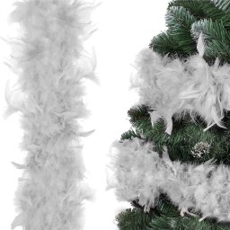 Ghirlanda decorativa din pene naturale gri pentru brad si decor, 180 cm