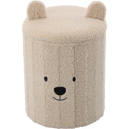 Taburet pentru copii pliabil cu spatiu de depozitare, ursulet bej, 28x34 cm