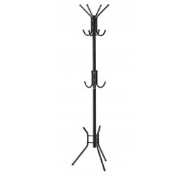 Cuier pentru hol din metal, 178 cm, 12 carlige, design minimalist, negru