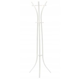 Cuier pentru hol din metal, 170 cm, 9 carlige, design minimalist, alb