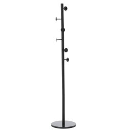 Cuier de hol metalic negru 174 cm, cu 6 agatatori si design minimalist