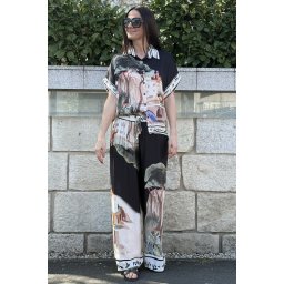 COMPLEU DIN VASCOZA SI MATASE CU CAMASA MANECA SCURTA TOSCANA BLACK TALIE UNICA Multicolora