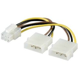 Cablu PC; mufa PCI-E 6 pini la 2 x mufa 5.25 F