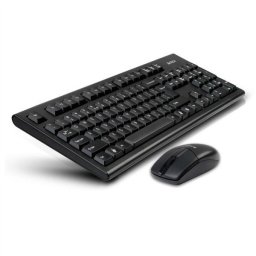 Tastatura + Mouse A4TECH 3100N; NEGRU; Layout: US; Conectare: WIRELESS;