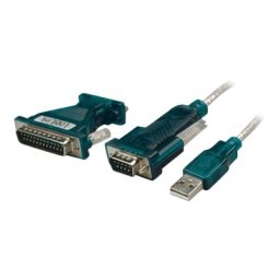 Cablu PC; USB 2.0 A M la D-SUB (9 pini) M; D-SUB (25 pini) M