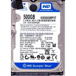 HDD 500 GB; S-ATA II; 5400 RPM; 8 MB BUFFER; WESTERN DIGITAL; WD5000BPVT; NOU