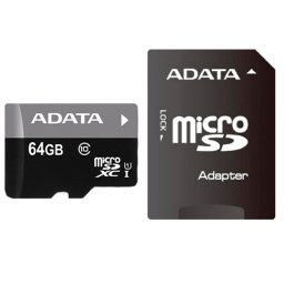 SECURE DIGITAL CARD MICRO SDXC 64GB (Class 10) + adaptor SD ADATA "AUSDX64GUICL10-RA1