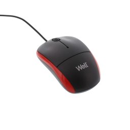 Mouse optic Well MU002 USB, Negru/Rosu