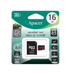 MicroSDHC Card Apacer 16 GB clasa 10 UHS-I cu adaptor, Rosu