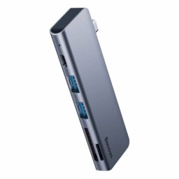 DOCKING Station Baseus, conectare PC USB Type-C, USB 3.0 x 2USB Type C x 1 PD 20V 3A (Max.) Card reader SD x 1, micro SDx 1, LED, gri "CAHUB-K0G
