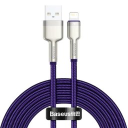 CABLU alimentare si date Baseus Cafule Metal, Fast Charging DataCable pt. smartphone, USB la Lightning Iphone 2.4A, braided, 2m,violet "CALJK-B05