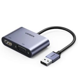 Convertor video Ugreen USB - HDMI 1.3 1920 x 1080@60Hz, VGA 1.2 1920 x 1080@60Hz, gri