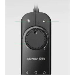 ADAPTOR audio Ugreen, CM129 convertor stereo USB(T) la 2 x Jack 3.5 sound si 1 x 3.5" mic, control volum si buton mute sound si mic, lungime cablu 15 cm, negru 40964